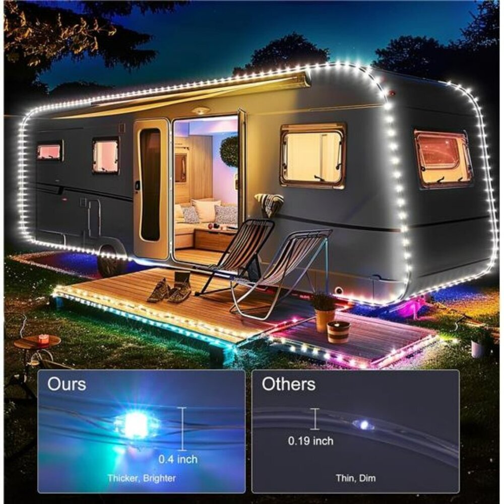 33ft Outdoor Rope Lights 24 Color Changing Waterproof LED String Lights Remote - Picture 2 of 7